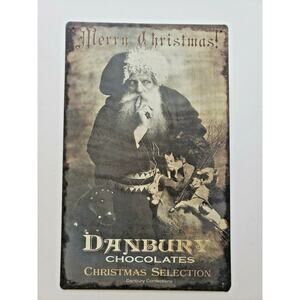 Merry Christmas Danbury Chocolates 16x10 Rustic Retro Metal Signs (43053)
